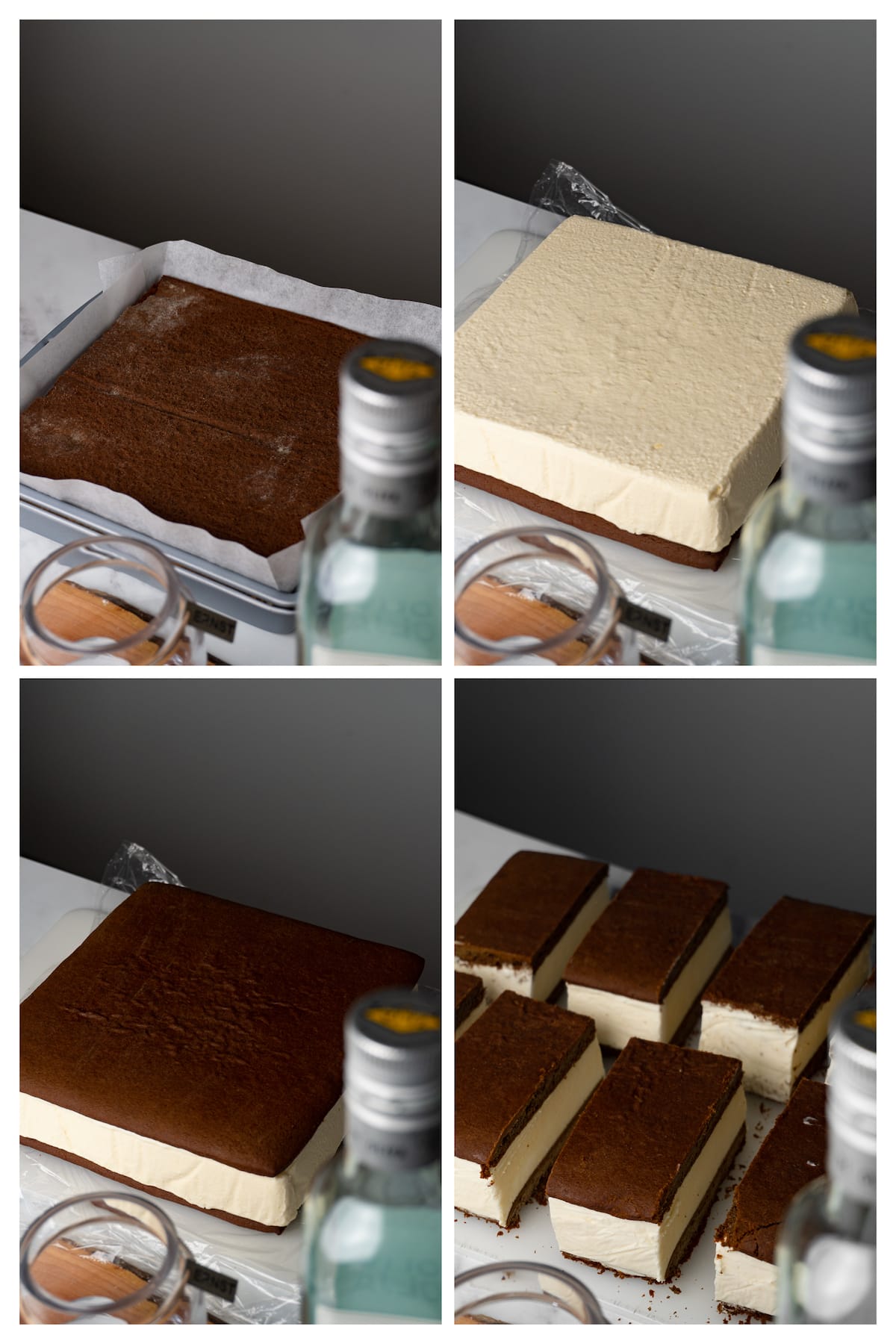 The collage image shows four steps to assemble ice cream sandwiches.